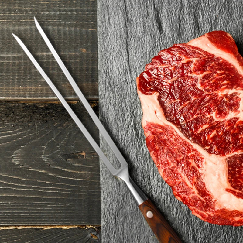 Stainless Steel Barbecue Knife and Fork with Color Handle
