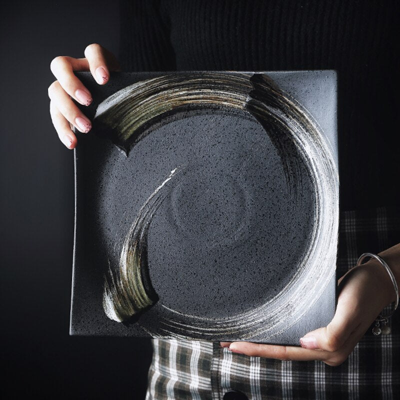 Avertissement carré de plaque en céramique noire (3 tailles)