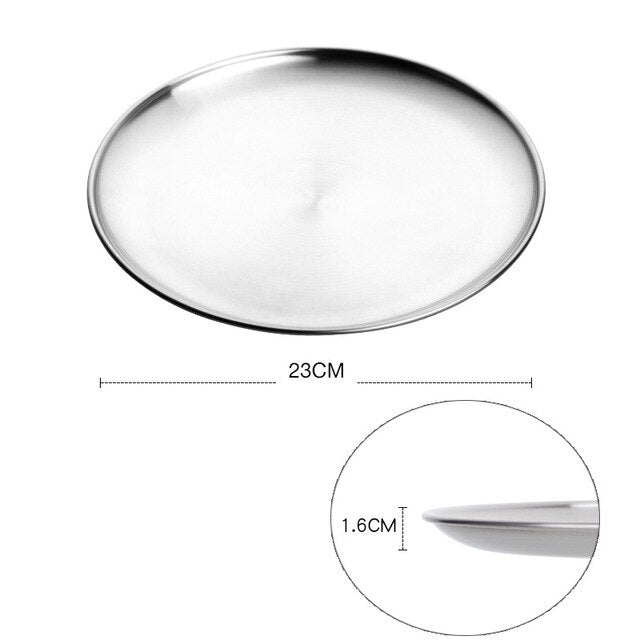 Stainless Steel Round Dining Plate Usk (4 Colors)