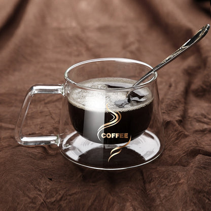 Double Bottom Glass Coffee Mug Tok