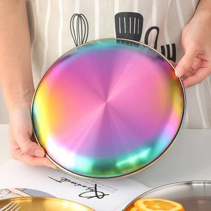 Stainless Steel Round Dining Plate Usk (4 Colors)