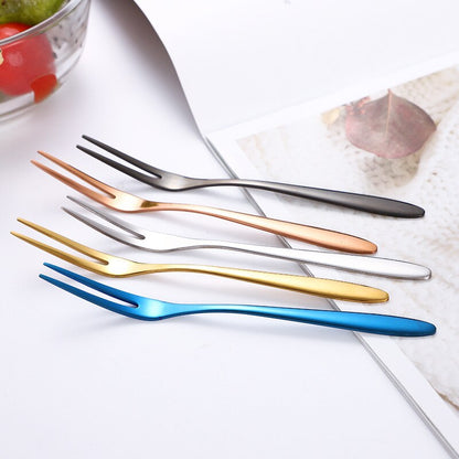 Stainless Steel Fruit Fork Set With (6 Colors)