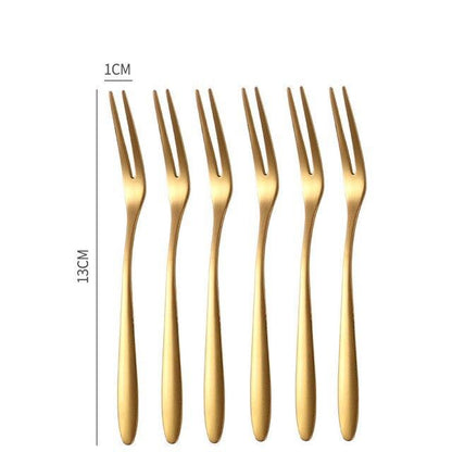 Stainless Steel Fruit Fork Set With (6 Colors)